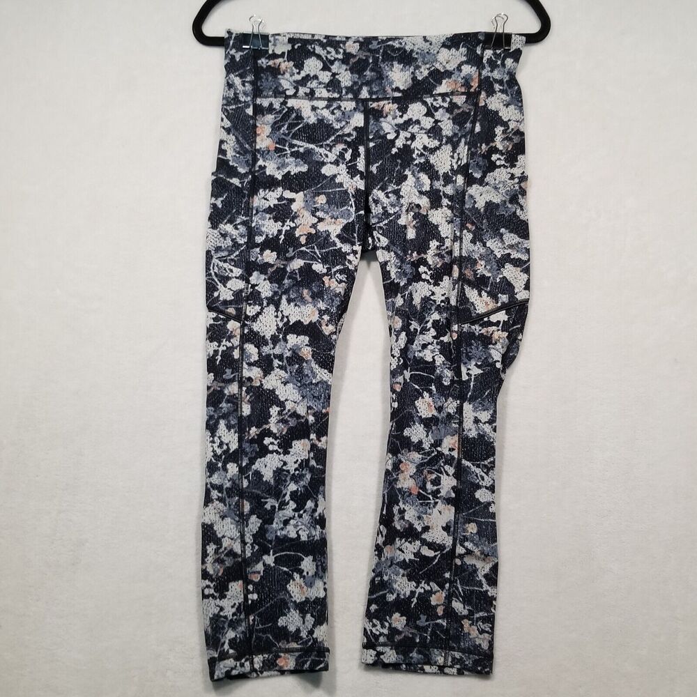 Lululemon 8 Leggings Spring Bloom Multi Speed Up Crop *21" Inseam Media Pockets